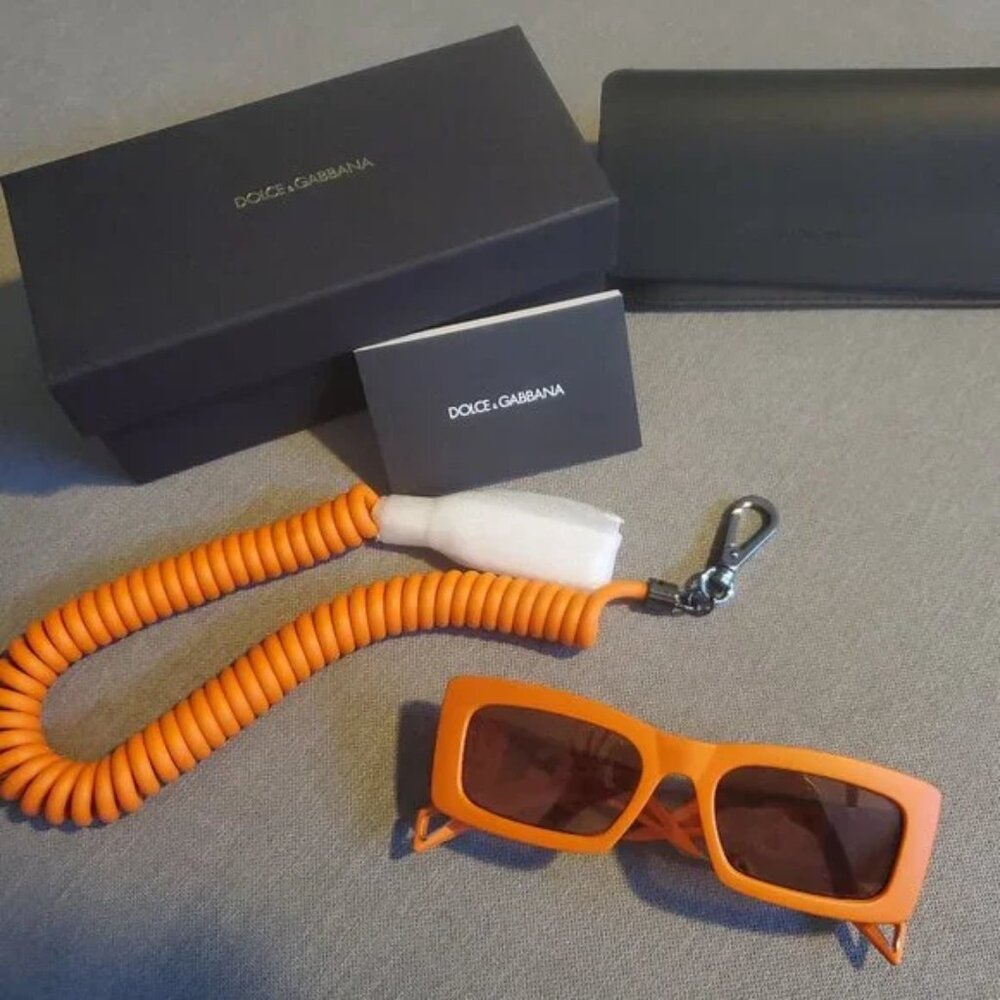 Dolce & Gabbana DG6173 33386Q Orange Sunglasses Cord Case Italy - NWOT